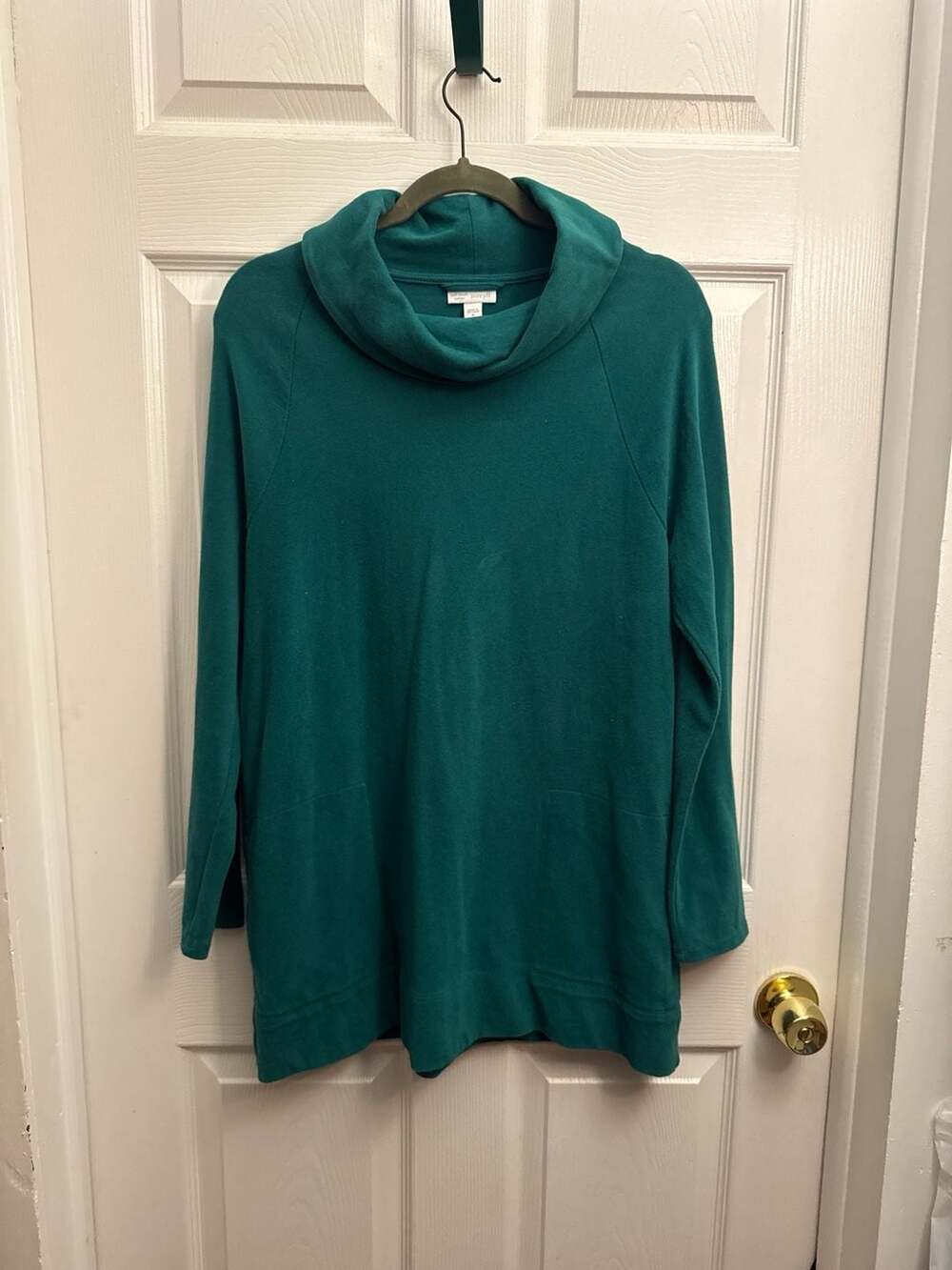Pure Jill Soft-Touch Cotton Cowl Neck Tunic Sweatshirt with Pockets Size-Medium
